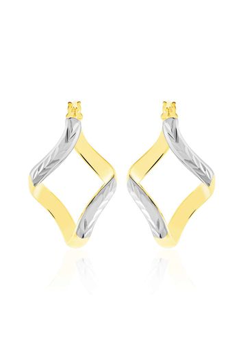 Orecchini pendenti in oro giallo e oro bianco forma fantasia per Donna