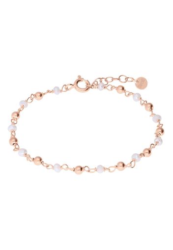 Bracciale in argento rosato con boules e pietre bianche per Donna