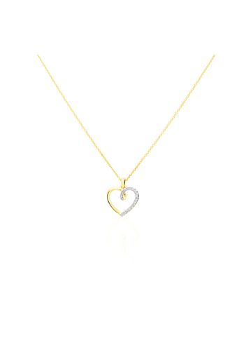 Collana in oro giallo cuore con diamanti 0,05 ct per Donna