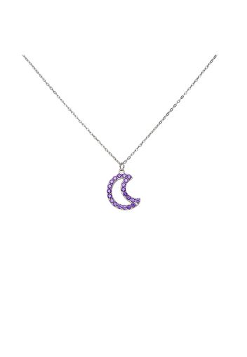 Girocollo con luna in argento e zirconi viola per Donna