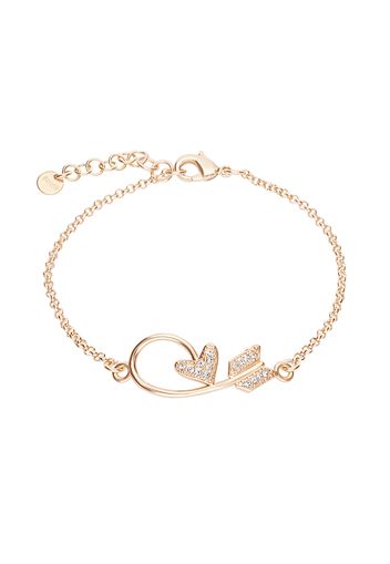 Bracciale in ottone rosato a maglie larghe con freccia di Cupido con strass per Donna