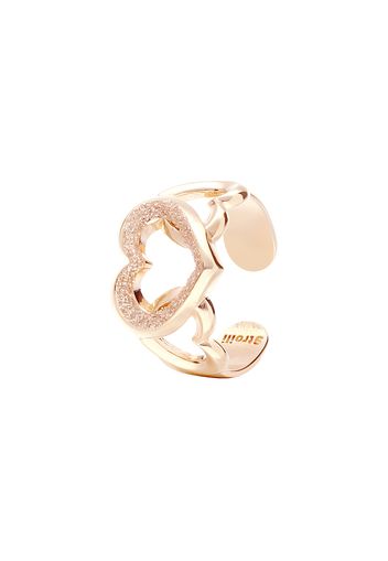 Anello regolabile in ottone oro rosa con cuore glitter per Donna
