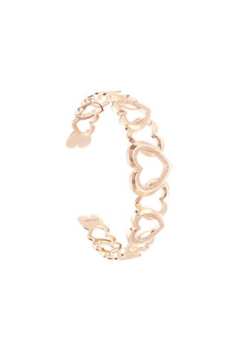 Bracciale rigido in ottone oro rosa con cuori con glitter per Donna