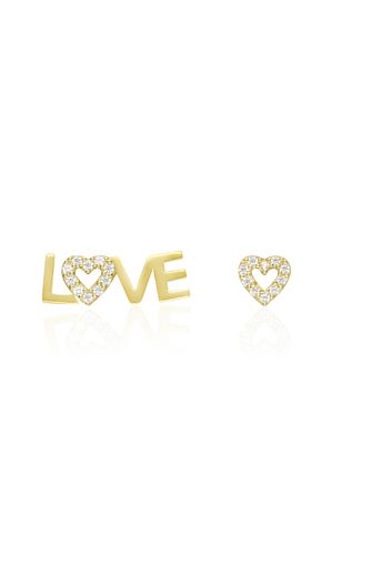 Orecchini in oro giallo ?Love? e cuore con zirconi per Donna