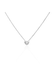 Collana in oro bianco cuore con diamante 0,037 ct per Donna