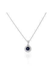 Collana in oro bianco con zaffiro 0,28 ct e diamanti 0,055 ct per Donna