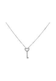 Girocollo in oro bianco con chiave pendente con diamanti 0,06 ct per Donna