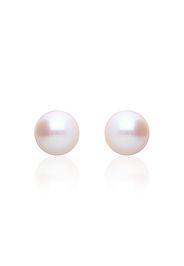 Orecchini a lobo in oro bianco con perla d'acqua dolce AA 8x8,5 mm per Donna