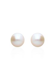 Orecchini a lobo in oro bianco con perla d'acqua dolce AA 8,5x9 mm per Donna