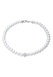 Bracciale perle acqua dolce AA bianche 4,5 mm con boule e chiusura in oro bianco per Donna