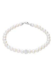 Bracciale perle acqua dolce AA bianche 5,5 mm con boule e chiusura in oro bianco per Donna