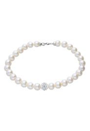 Bracciale perle acqua dolce AA bianche 6,5 mm con boule e chiusura in oro bianco per Donna