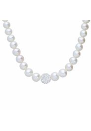 Collana perle d'acqua dolce AA bianche con boule 8,5 mm e chiusura in oro bianco per Donna
