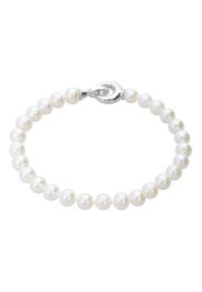 Bracciale perle d'acqua dolce AA bianche 6x6,5 mm con chiusura in oro bianco per Donna