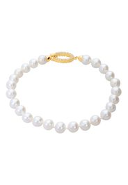 Bracciale perle acqua dolce AA 6,5 mm con chiusura ovale in oro giallo e zirconi per Donna