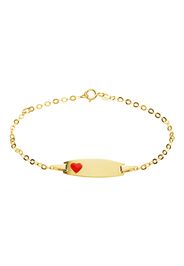 Bracciale bimbo in oro giallo con targhetta cuoricino rosso per Bimbi