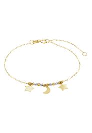 Bracciale in oro giallo con due ciondoli stella e una luna e boules bicolore per Donna