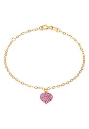 Bracciale in oro giallo con ciondolo cuore e strass rosa per Donna