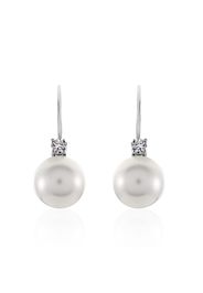 Orecchini monachella con perla 10 mm in argento 925 e zirconi per Donna