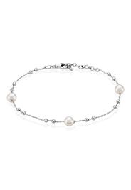 Bracciale in argento 925 rodiato e perle per Donna