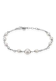 Bracciale in argento 925 rodiato e perle per Donna