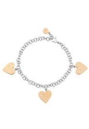 Bracciale charms cuore in acciaio bicolore e cristalli per Donna