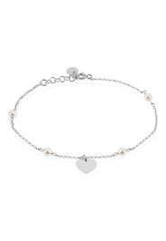 Bracciale cuore in argento 925 rodiato e perle per Donna