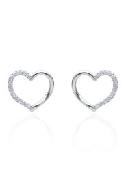 Orecchini cuore in argento 925 e zirconi per Donna