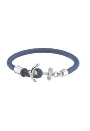 Bracciale Ã ncora in acciaio e pelle per Uomo