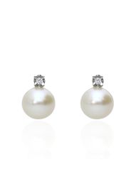 Orecchini in oro bianco, perle e diamanti 0,04 ct per Donna