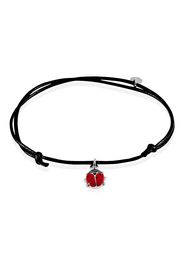 Bracciale coccinella in argento 925, smalto e cotone per Bimbi