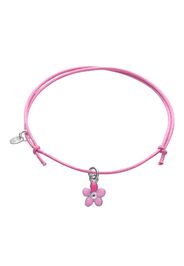 Bracciale in argento rodiato con filo e ciondolo fiore rosa per Bambini