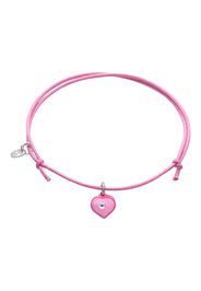 Bracciale in argento rodiato con filo e ciondolo cuore rosa per Bambini