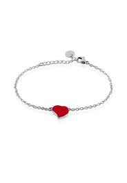 Bracciale passante in acciaio e cuore smalto rosso per Donna