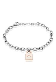 Bracciale in acciaio bicolore con charm Lucchetto con cuore per Donna