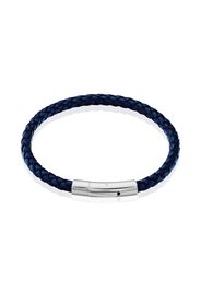 Bracciale in acciaio e pelle blu per Uomo