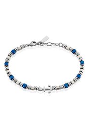 Bracciale con dettaglio Ancora in acciaio e pietre blu per Uomo