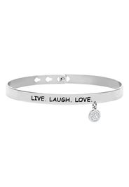 Bangle âLive. Laugh. Love.â in acciaio rodiato per Donna