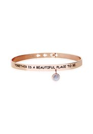 Bangle âTogether is a beautiful place to be.â in acciaio rosato e strass per Donna