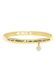 Bangle âI am not perfect, I am limited editionâ in acciaio dorato e strass per Donna