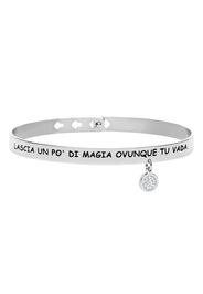 Bangle âLascia un po' di magia ovunque tu vada.â in acciaio rodiato e strass per Donna