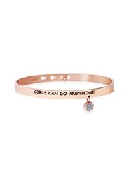 Bangle âGirls can do anything!â in acciaio rosato e strass per Donna