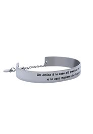 Bangle âUn amico Ã¨ la cosa piÃ¹ preziosa che tu possa avere, e la cosa migliore che tu possa essere.â in acciaio rodiato per Donna