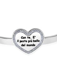 Bangle cuore in acciaio e strass 'Con te Ã¨ il posto piÃ¹ bello del mondo.' per Donna