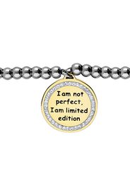 Bracciale acciaio cuore oro 'I am not perfect, I am limited edition' per Donna