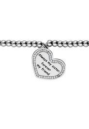 Bracciale âAlways my sister, forever my friendâ in acciaio rodiato e strass per Donna