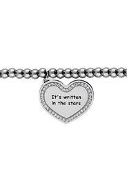 Bracciale âIt's written in the starsâ in acciaio rodiato e strass per Donna