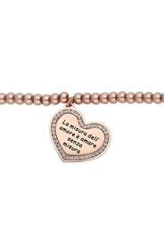 Bracciale âLa misura dell'amore Ã¨ amare senza misuraâ in acciaio rosato e strass per Donna