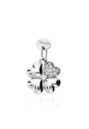 Charm quadrifoglio in argento rodiato con zirconi per Donna