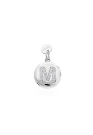 Charm lettera M in argento rodiato con zirconi per Donna